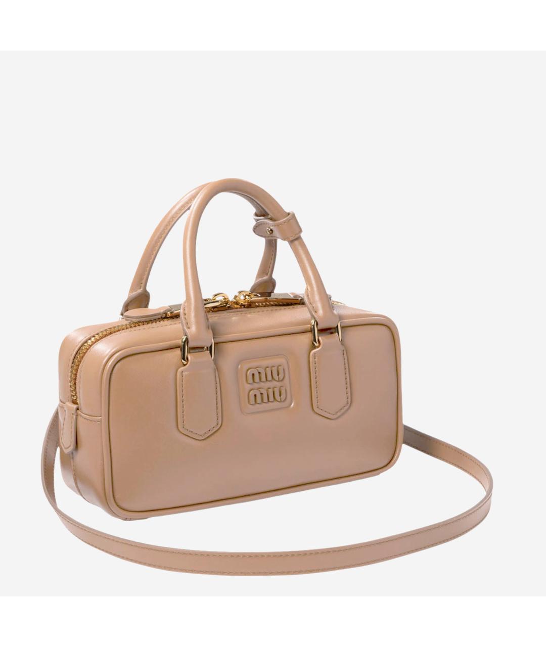 MIU MIU Бежевая кожаная сумка тоут, фото 2
