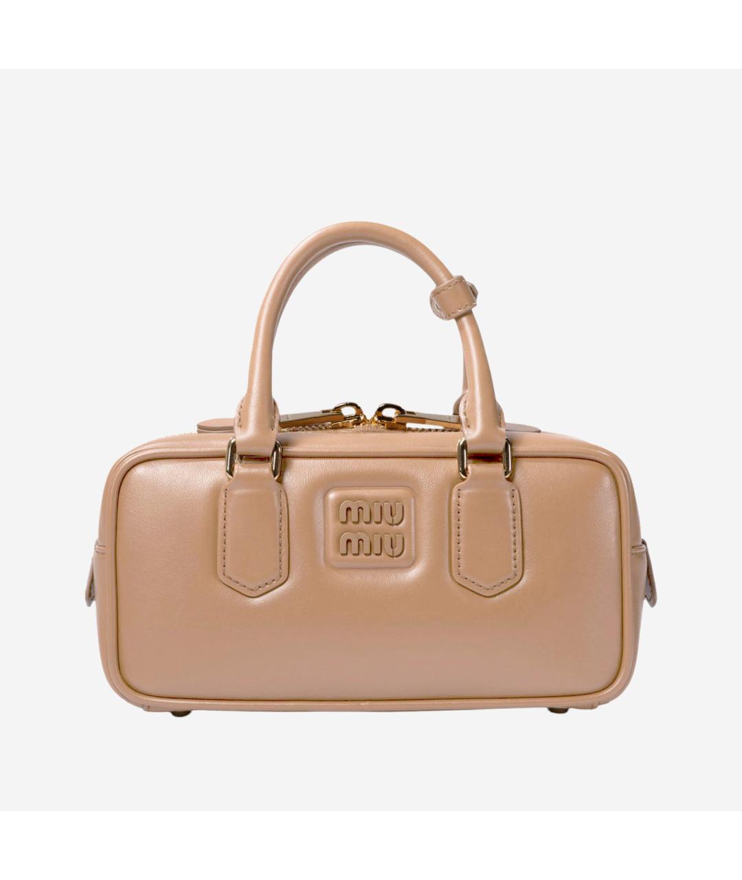 MIU MIU Бежевая кожаная сумка тоут, фото 5