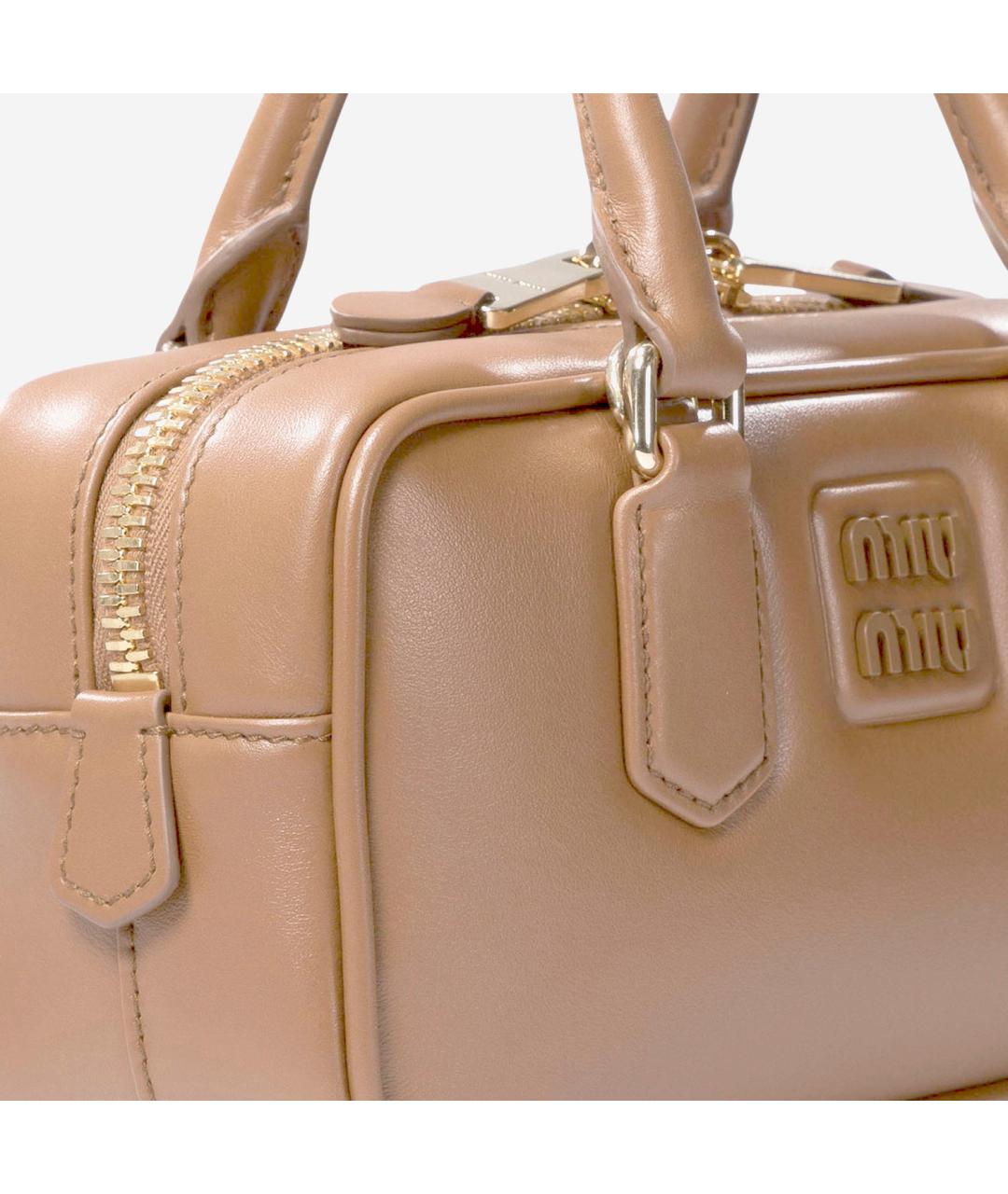 MIU MIU Бежевая кожаная сумка тоут, фото 4