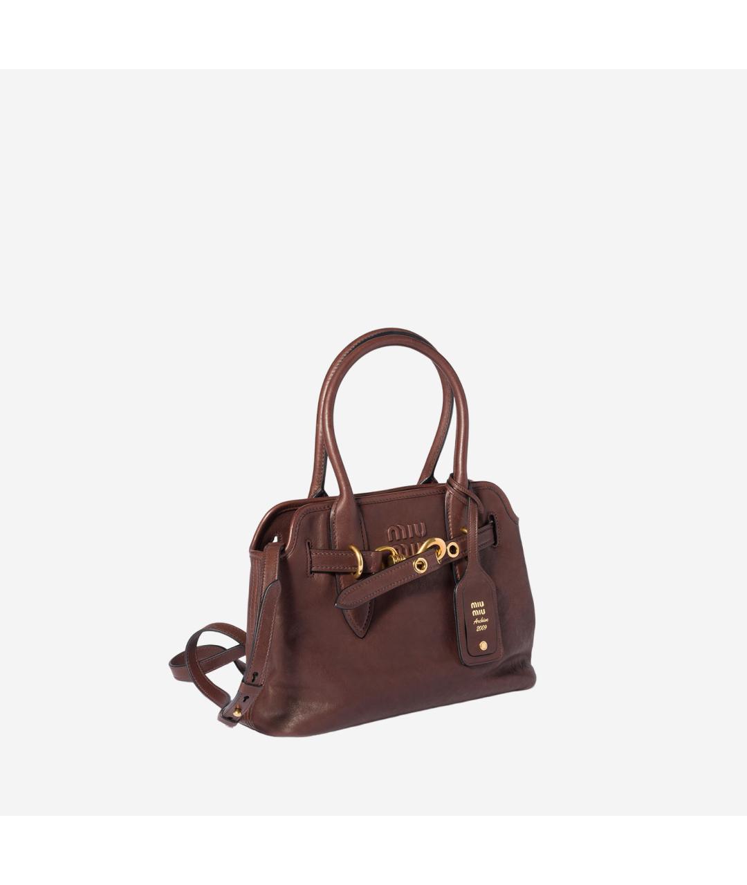 MIU MIU Коричневая кожаная сумка тоут, фото 2