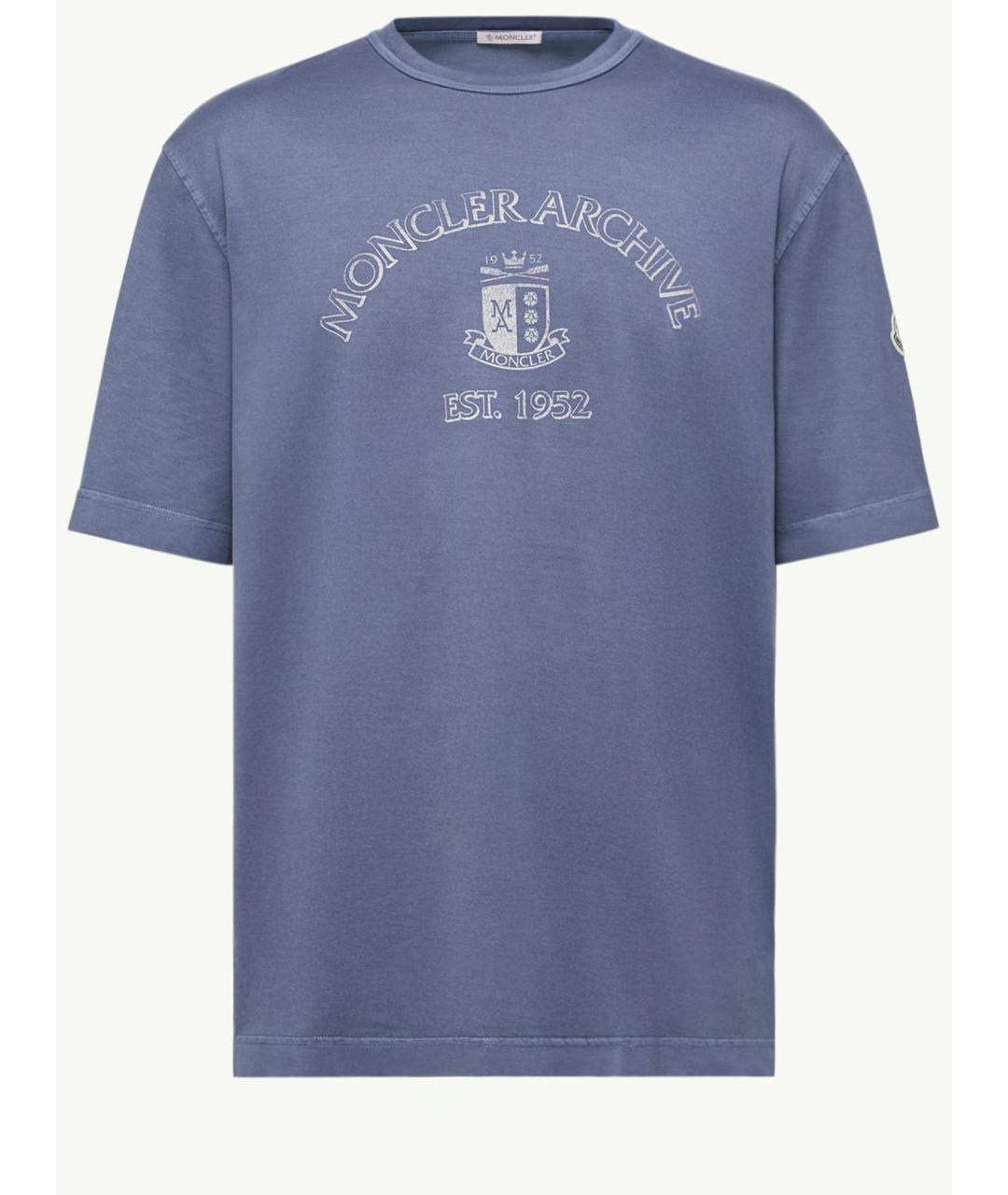 MONCLER Синяя хлопковая футболка, фото 4