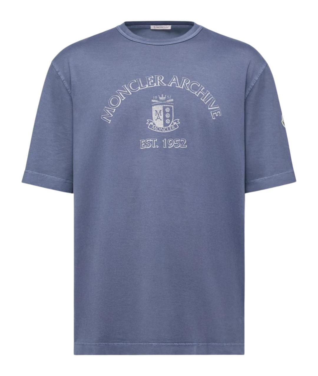 MONCLER Синяя хлопковая футболка, фото 1