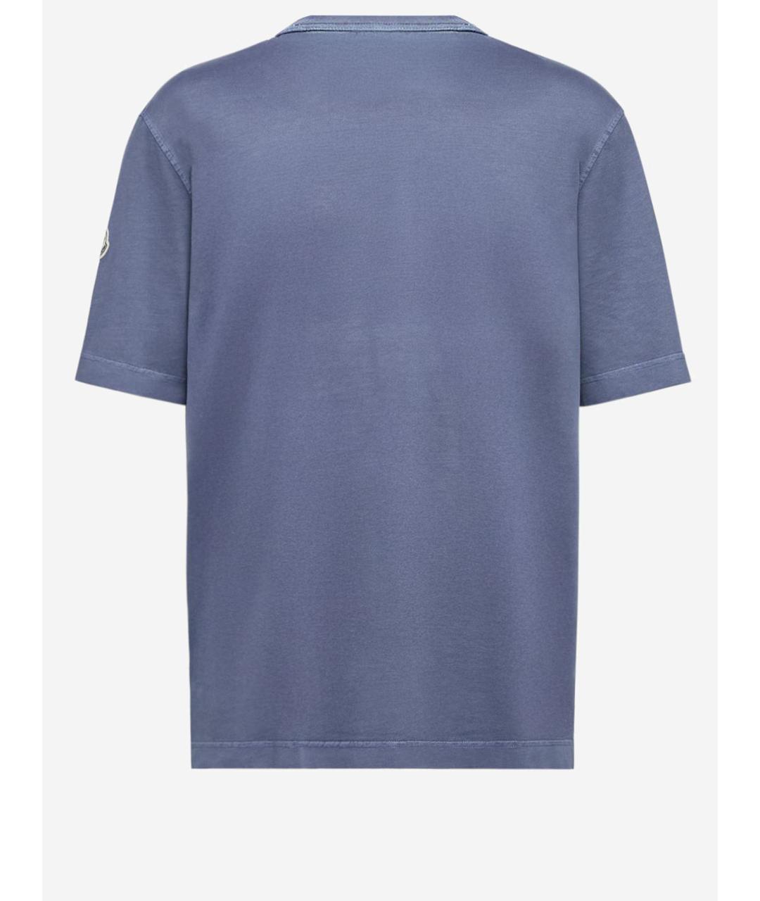 MONCLER Синяя хлопковая футболка, фото 2
