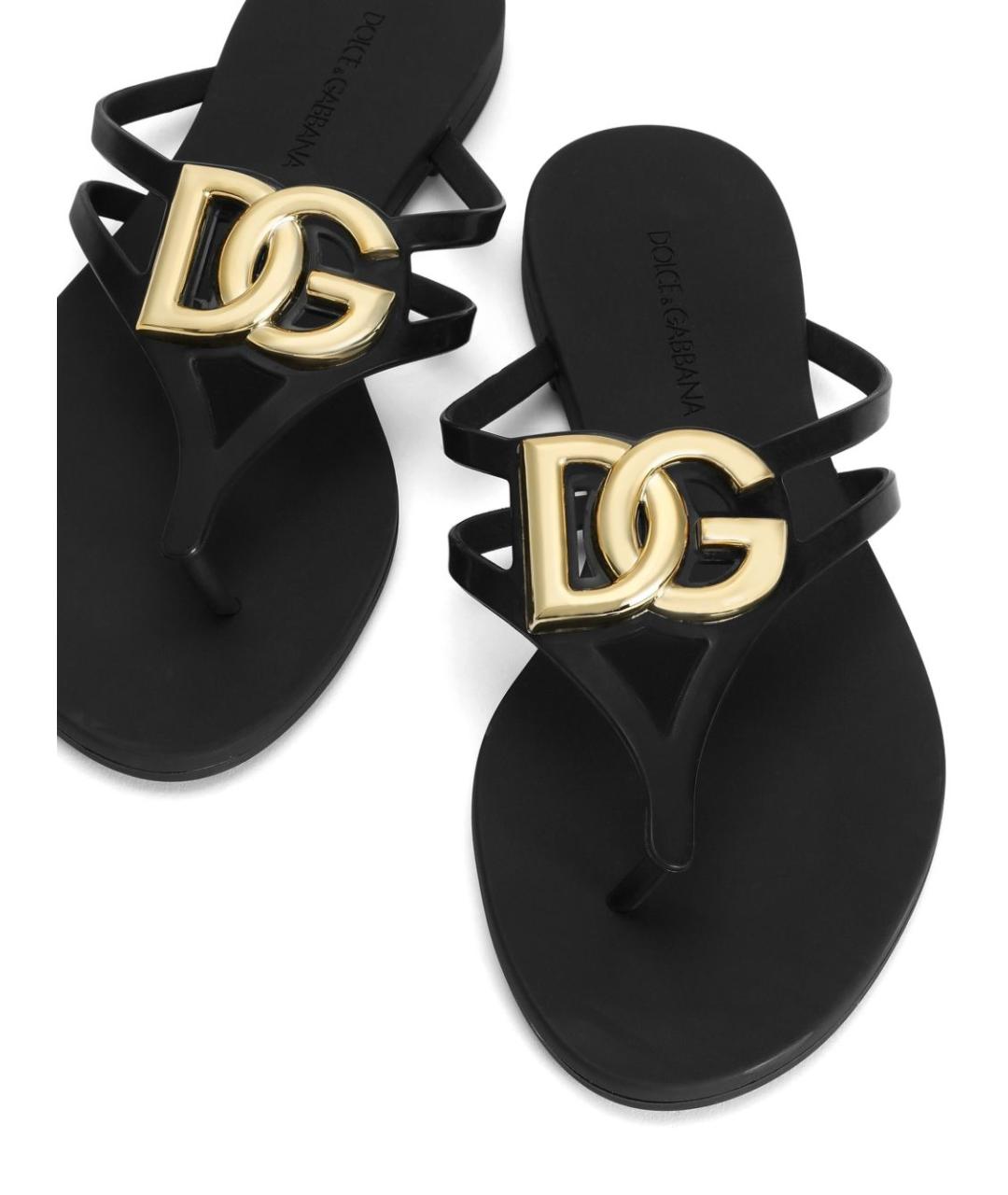 DOLCE&GABBANA Черные шлепанцы из искусственной кожи, фото 4