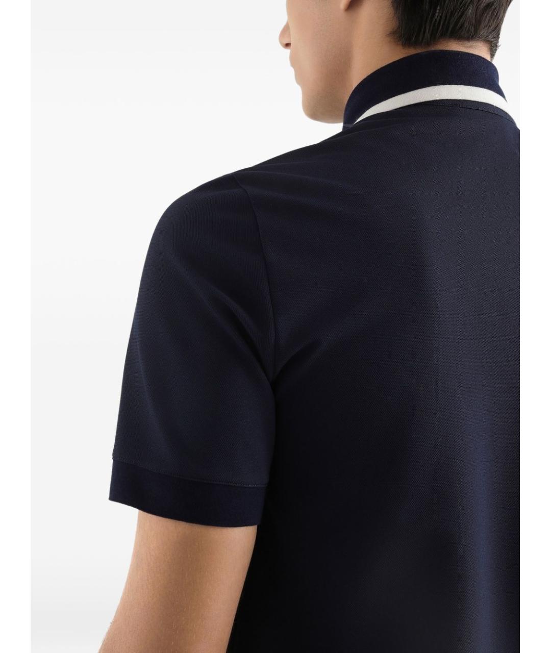 DOLCE&GABBANA Темно-синее поло с коротким рукавом, фото 4