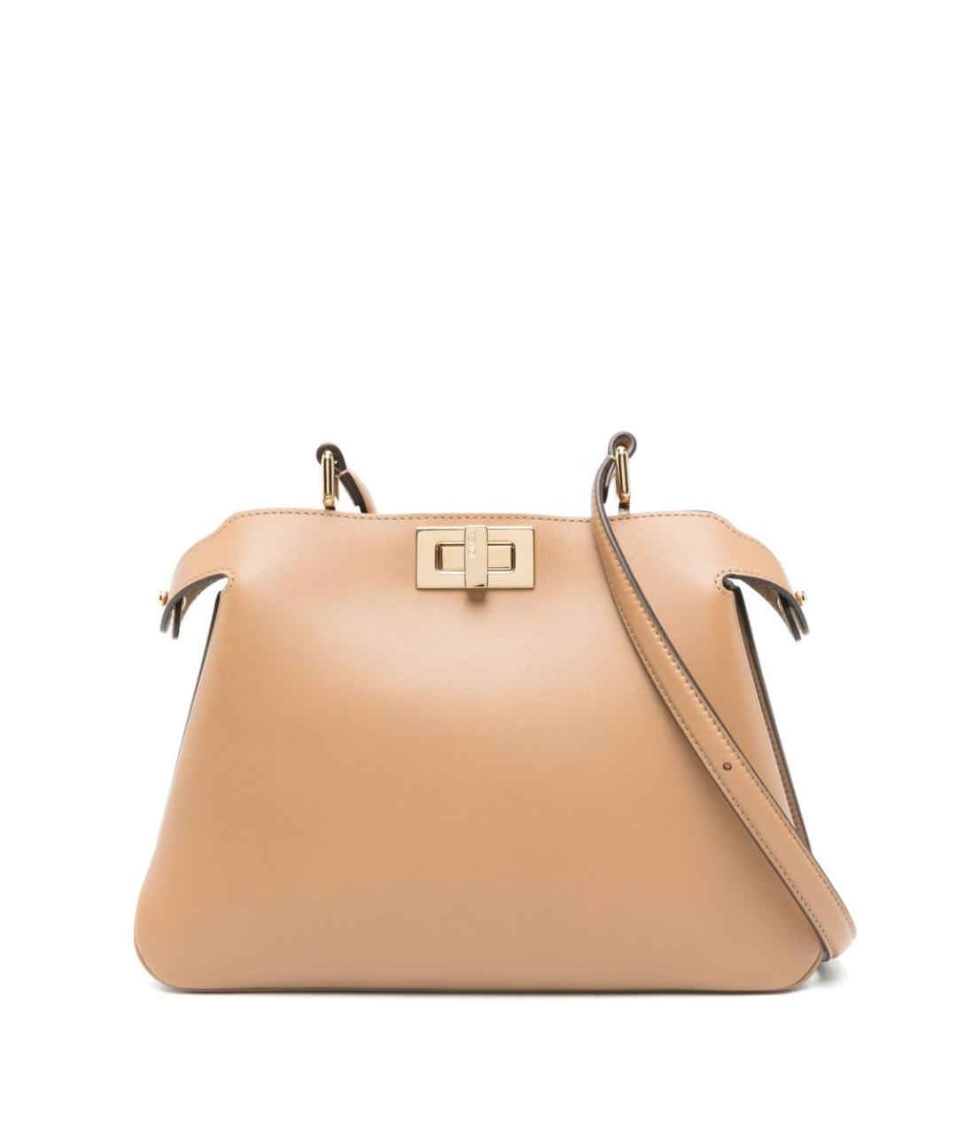 FENDI Бежевая кожаная сумка через плечо, фото 1