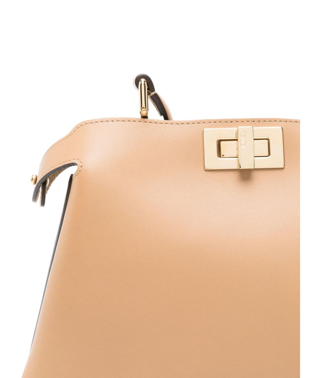 FENDI Бежевая кожаная сумка через плечо, фото 3