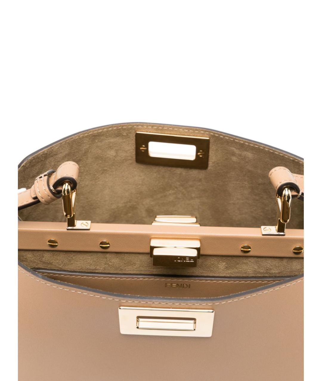 FENDI Бежевая кожаная сумка через плечо, фото 2