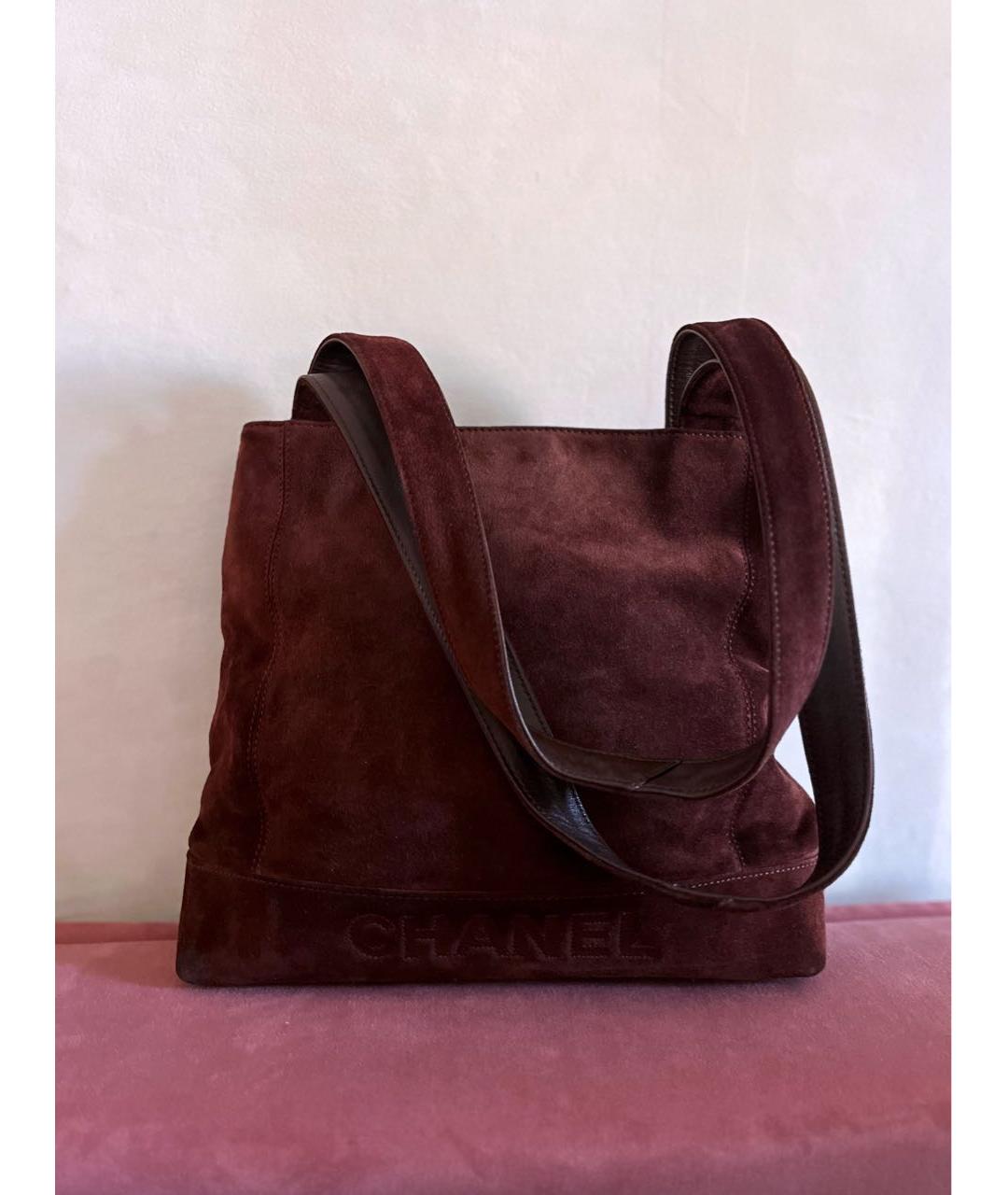 CHANEL Коричневая замшевая сумка тоут, фото 4