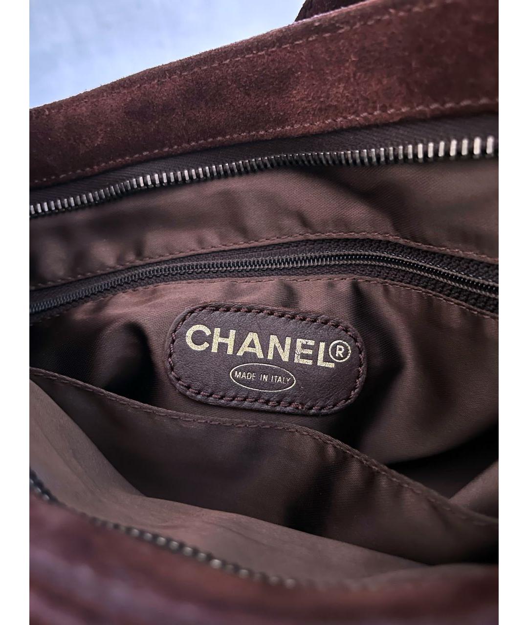 CHANEL Коричневая замшевая сумка тоут, фото 5