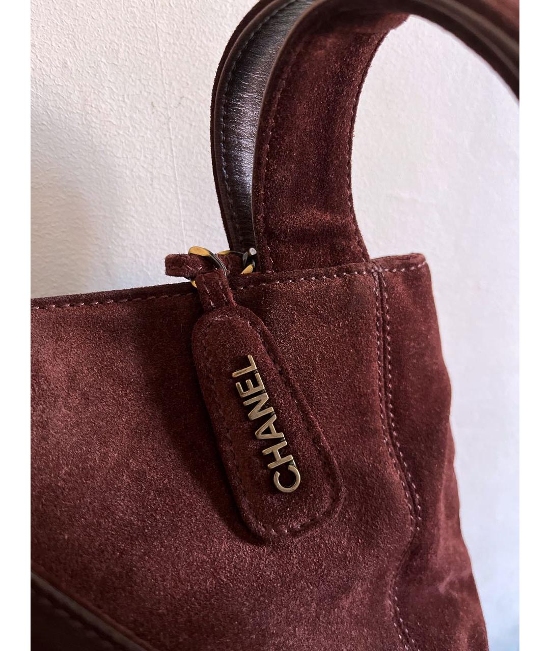 CHANEL Коричневая замшевая сумка тоут, фото 7