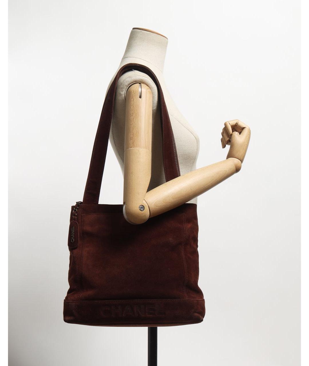 CHANEL Коричневая замшевая сумка тоут, фото 8