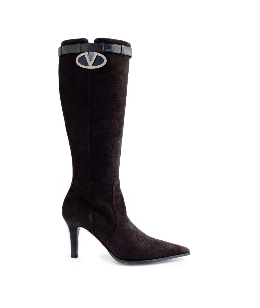 VALENTINO Коричневые замшевые сапоги, фото 1