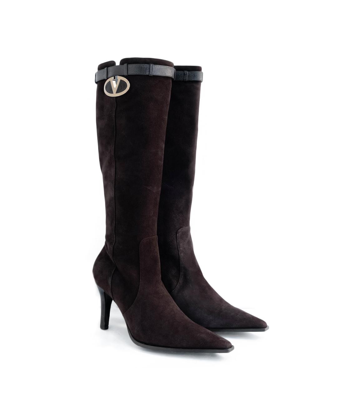 VALENTINO Коричневые замшевые сапоги, фото 2