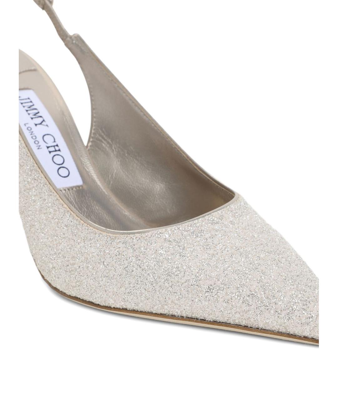 JIMMY CHOO Серебряные текстильные туфли, фото 4