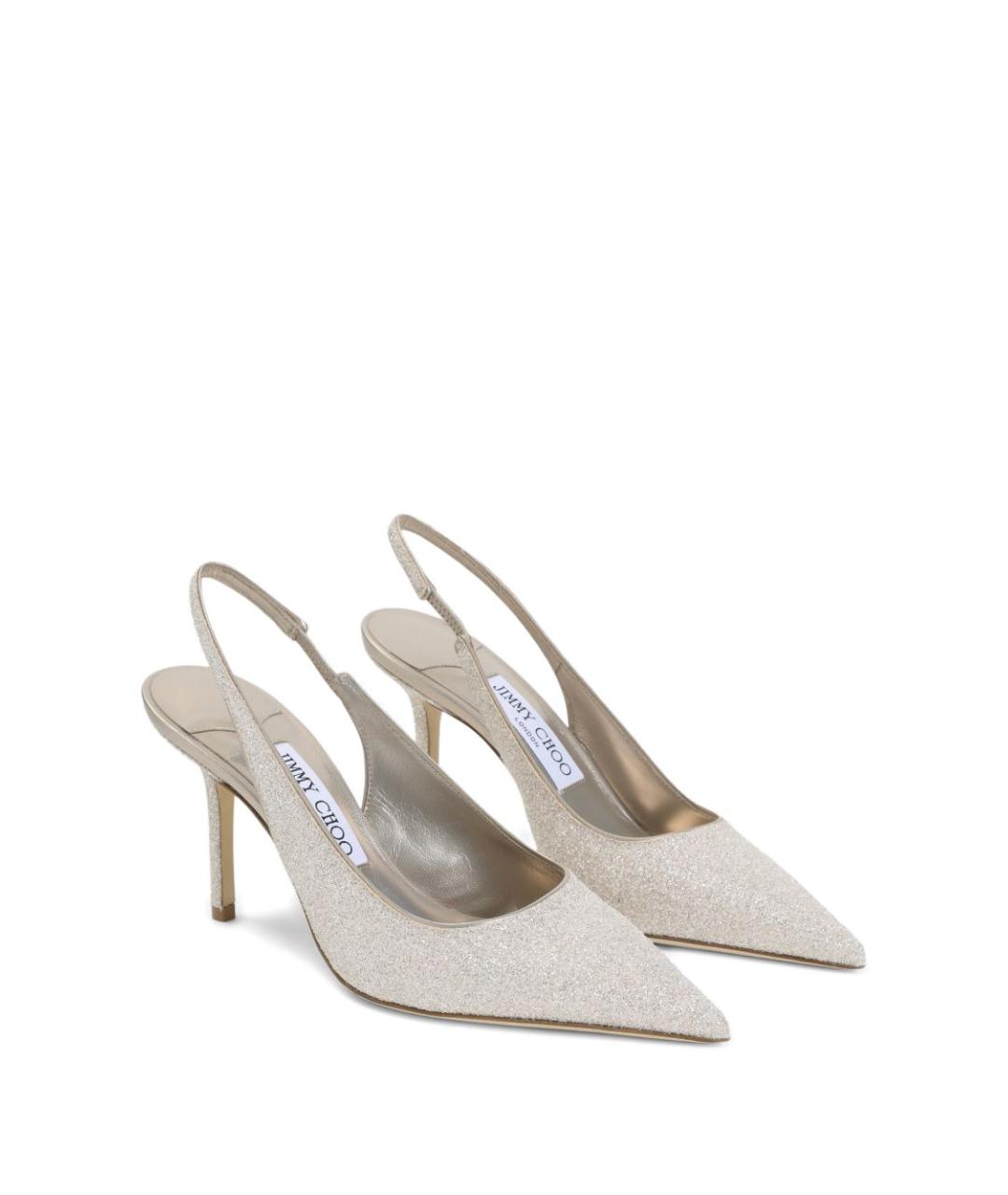 JIMMY CHOO Серебряные текстильные туфли, фото 2