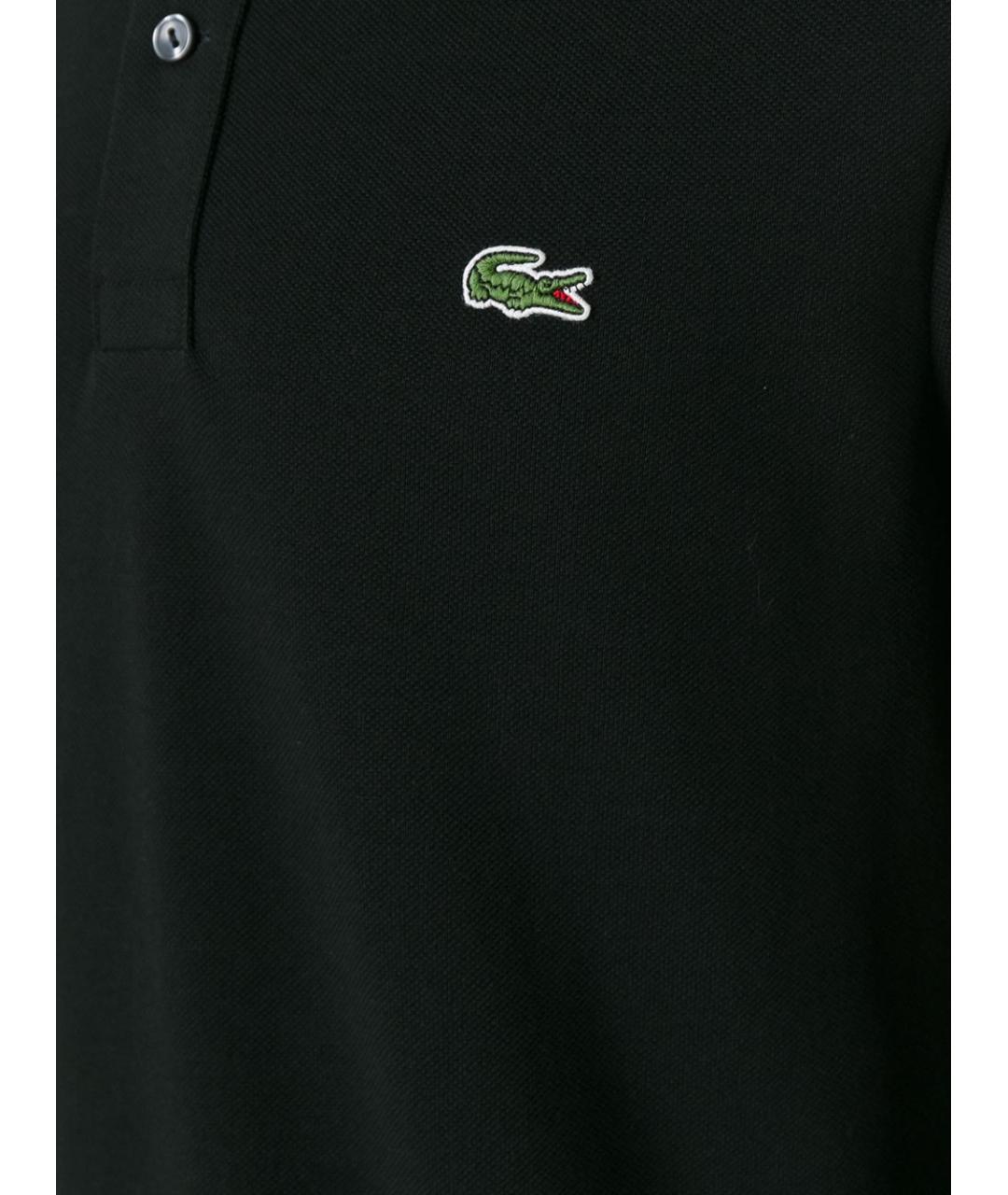 LACOSTE Черное хлопковое поло с коротким рукавом, фото 5