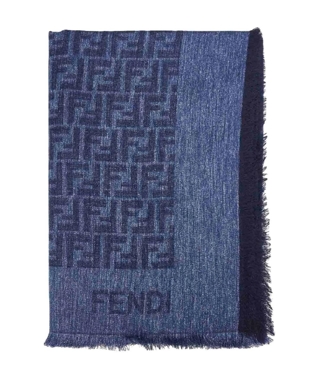 FENDI Синий хлопковый шарф, фото 1