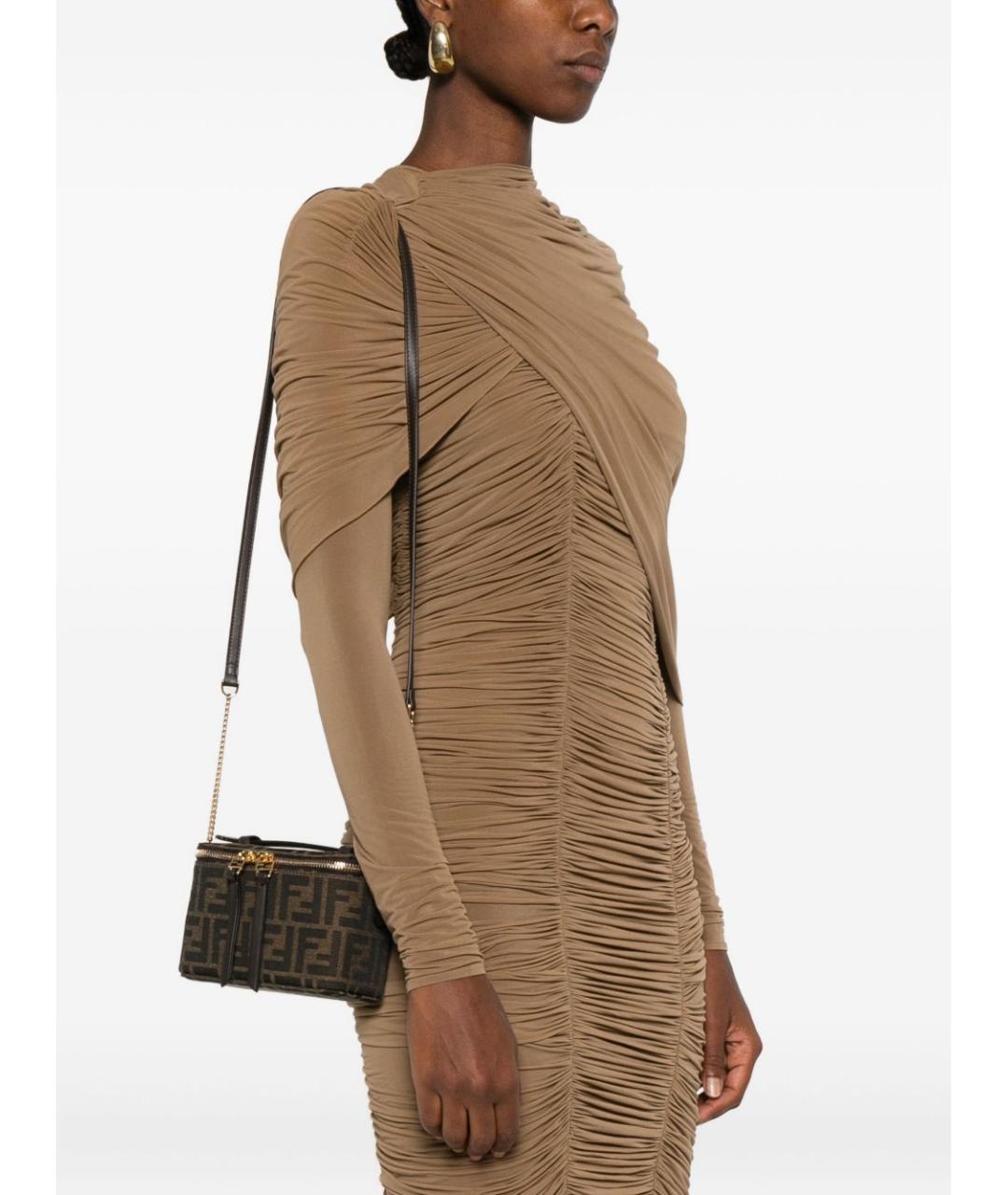 FENDI Коричневая тканевая сумка через плечо, фото 3