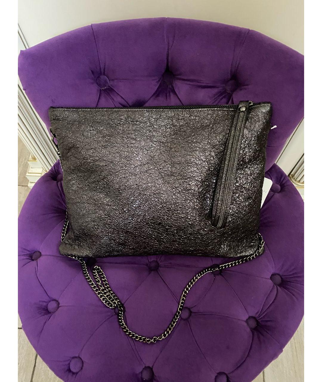 FABIANA FILIPPI Антрацитовая кожаная сумка с короткими ручками, фото 6