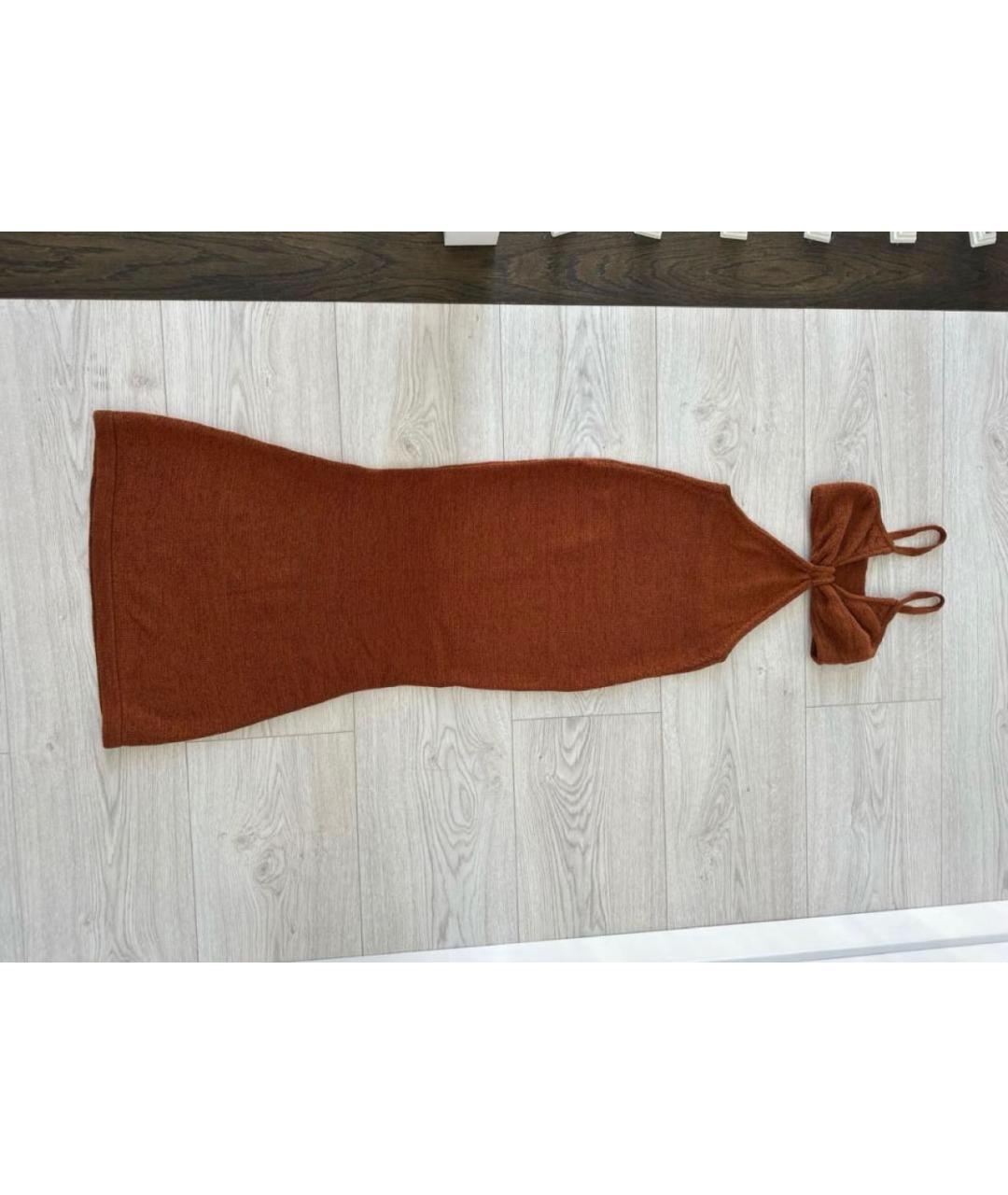 CULT GAIA Коричневое хлопковое повседневное платье, фото 5