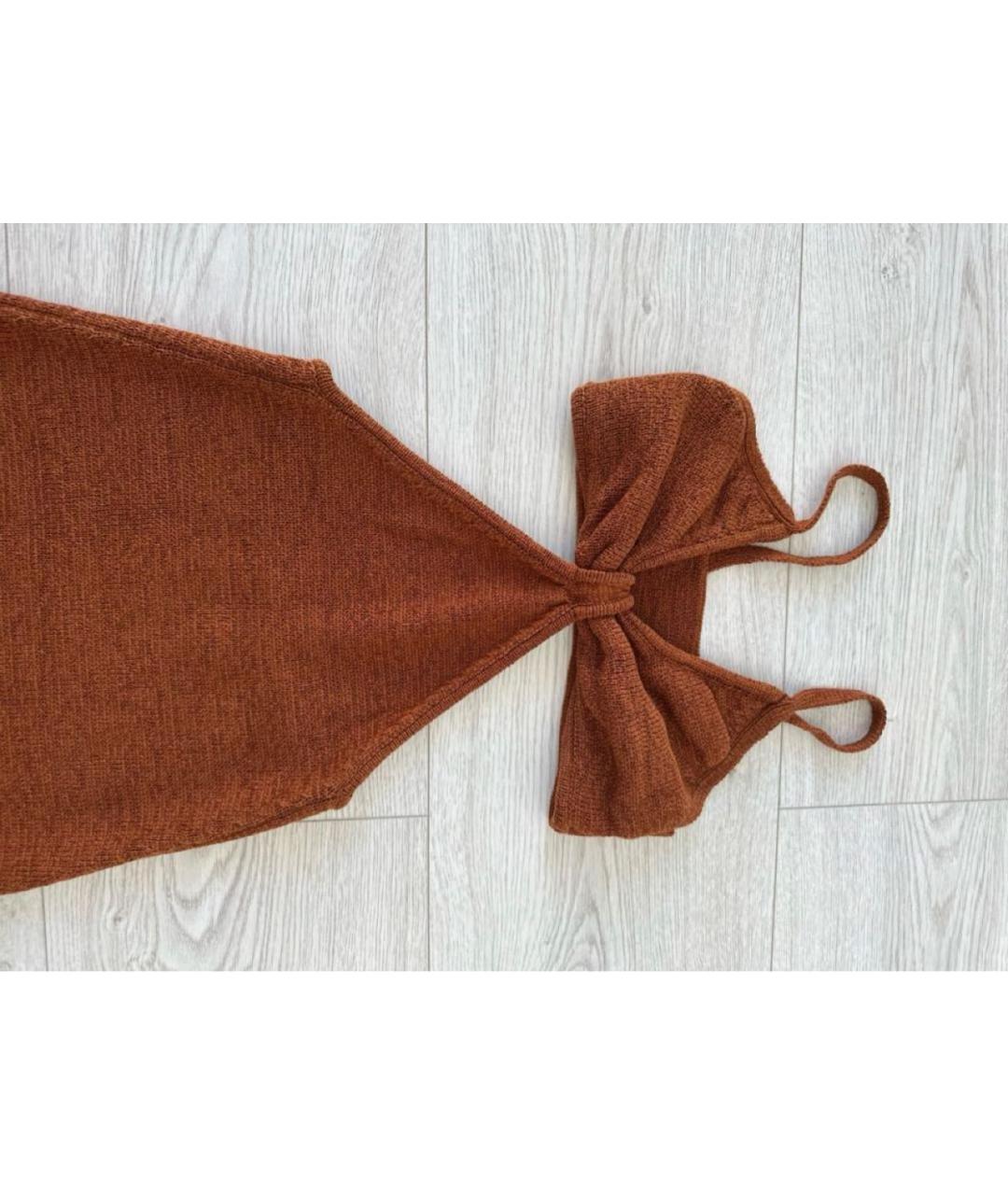 CULT GAIA Коричневое хлопковое повседневное платье, фото 2