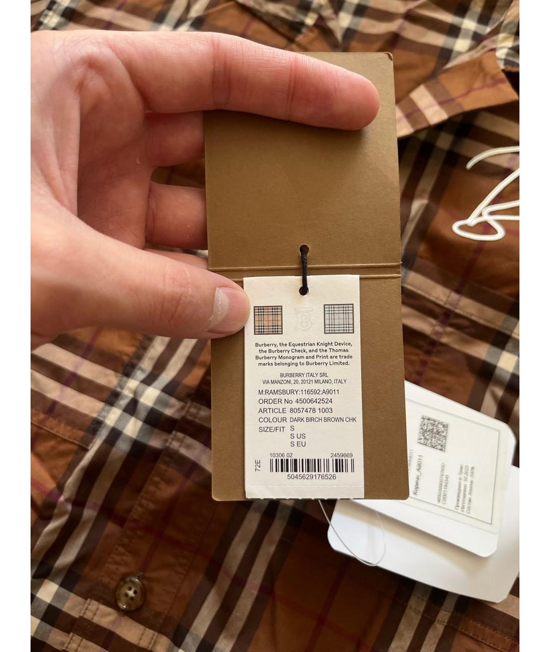 BURBERRY Мульти хлопковая кэжуал рубашка, фото 6