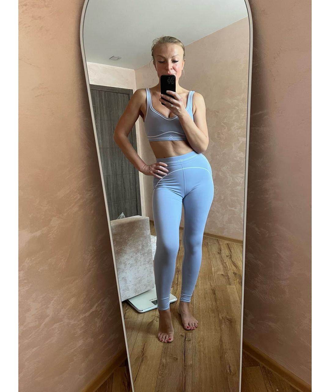 ALO YOGA Голубой хлопко-эластановый спортивные костюмы, фото 7
