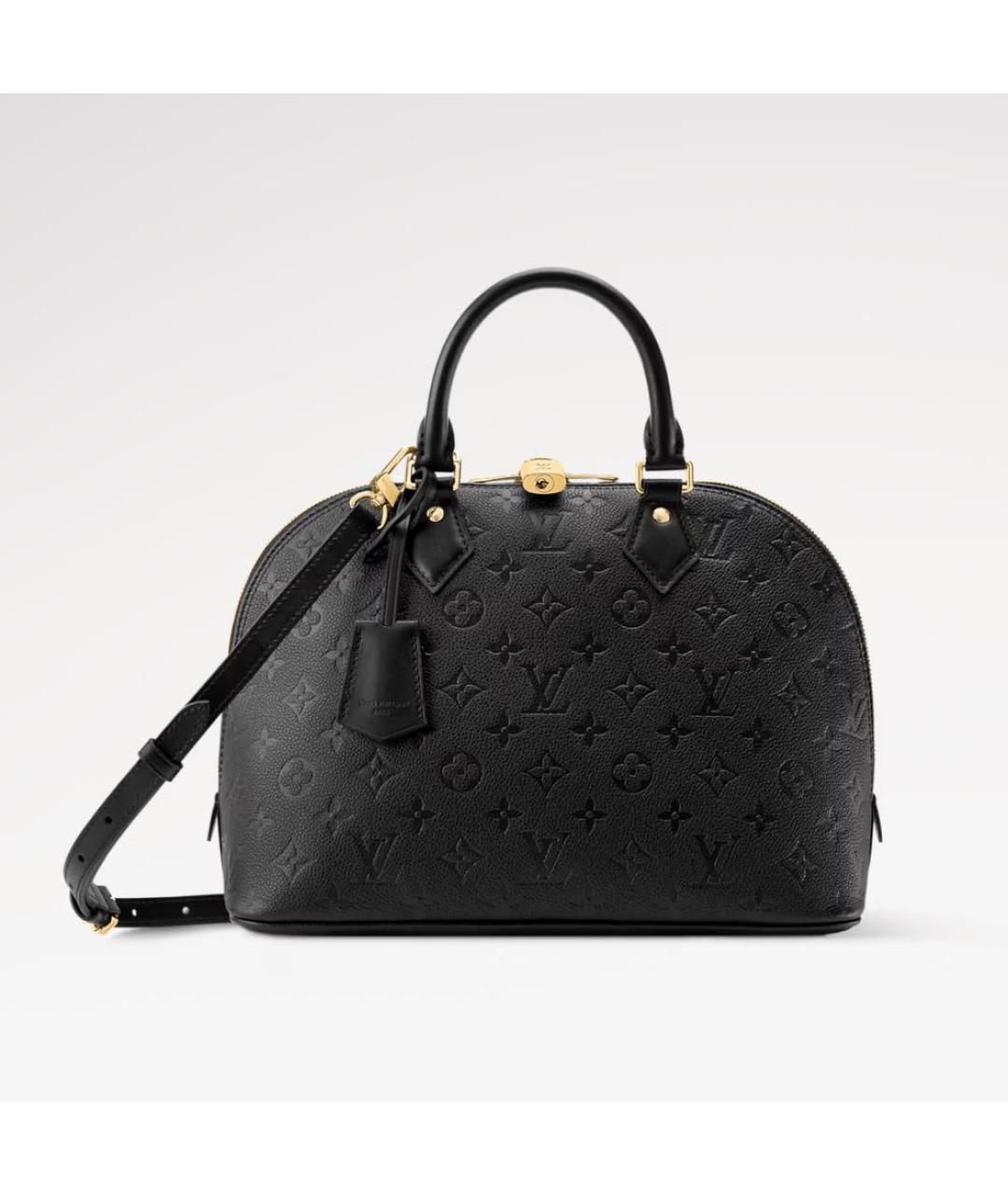 LOUIS VUITTON Черная кожаная сумка тоут, фото 5