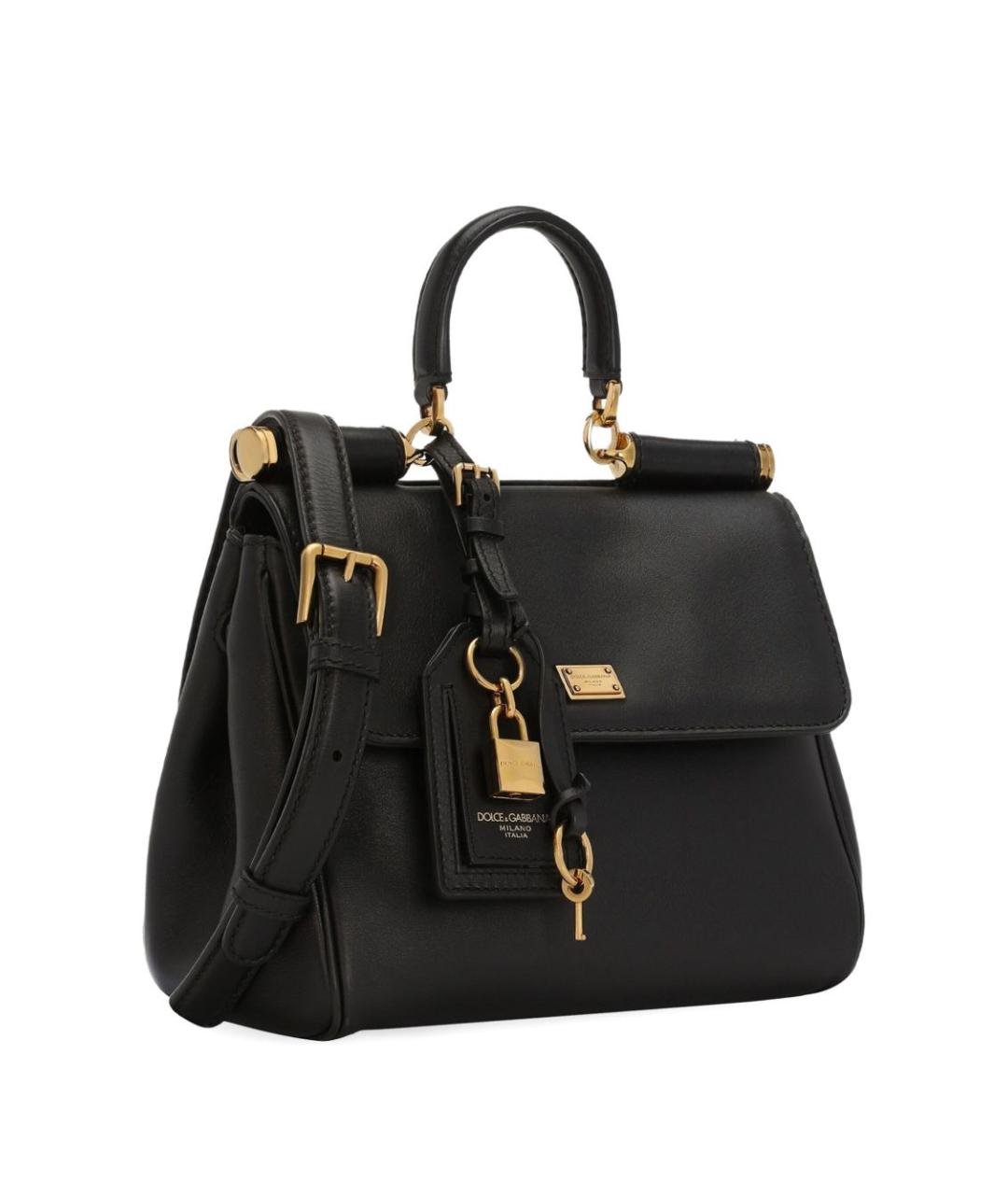 DOLCE&GABBANA Черная кожаная сумка тоут, фото 3