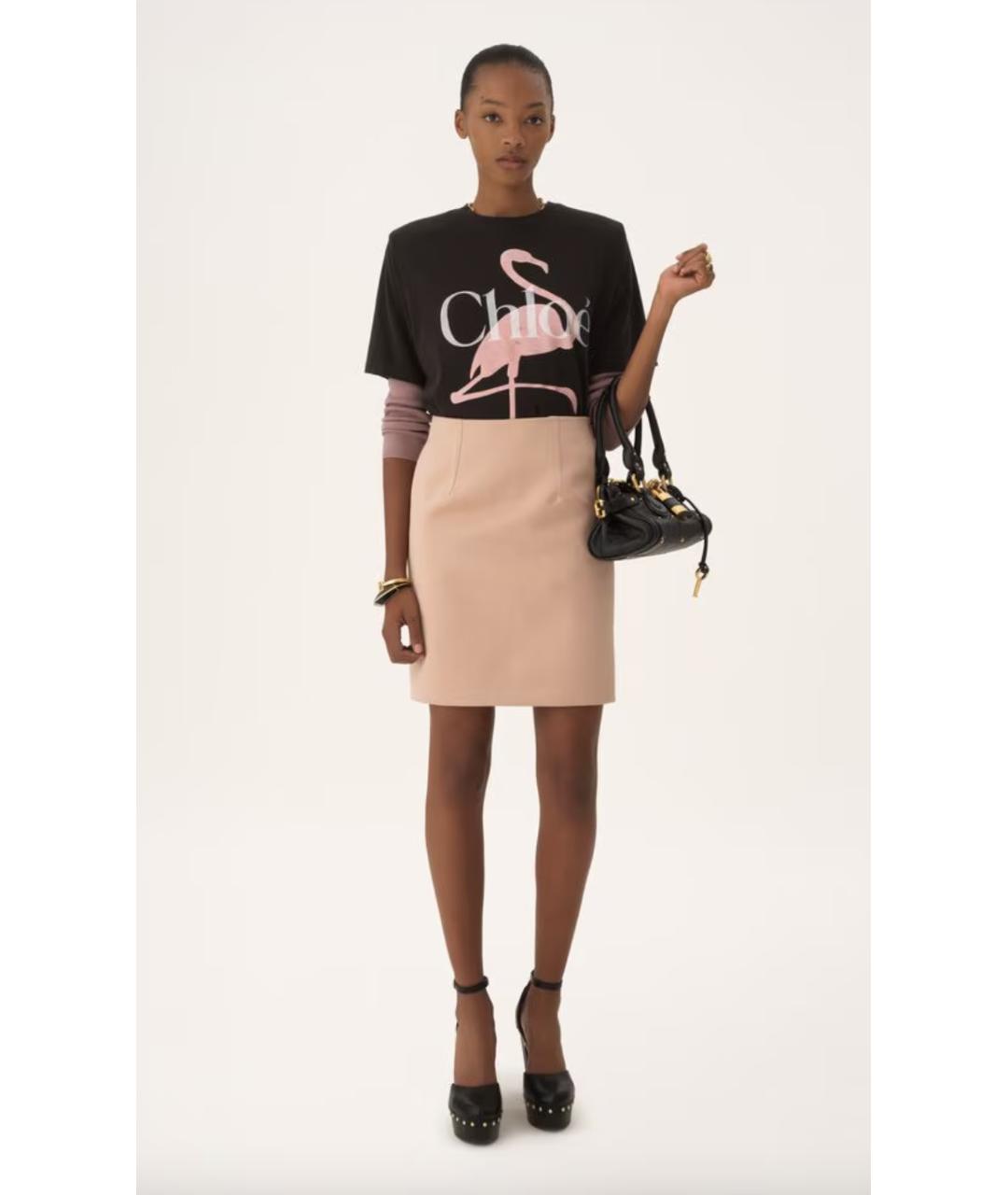 CHLOE Розовая ацетатная юбка миди, фото 2