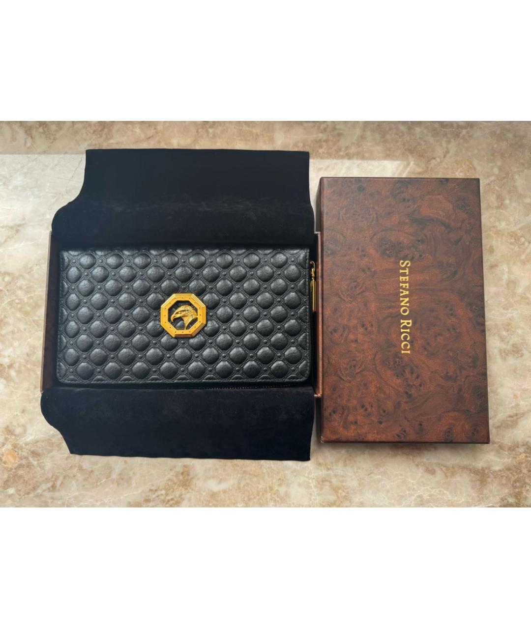 STEFANO RICCI Черный кожаный кошелек, фото 5