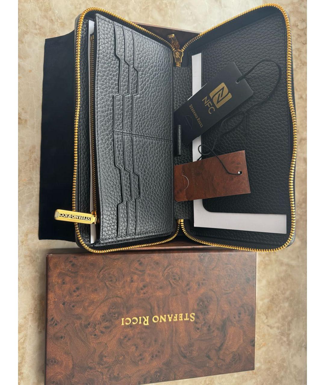 STEFANO RICCI Черный кожаный кошелек, фото 3