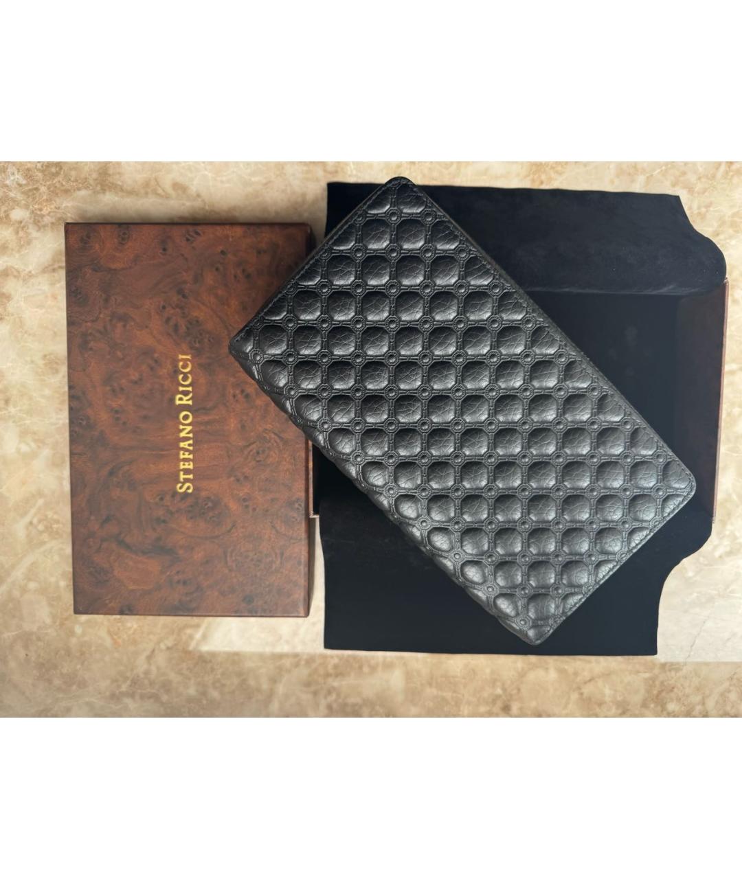STEFANO RICCI Черный кожаный кошелек, фото 4