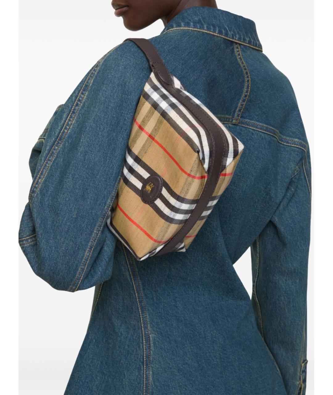 BURBERRY Бежевая тканевая сумка через плечо, фото 2