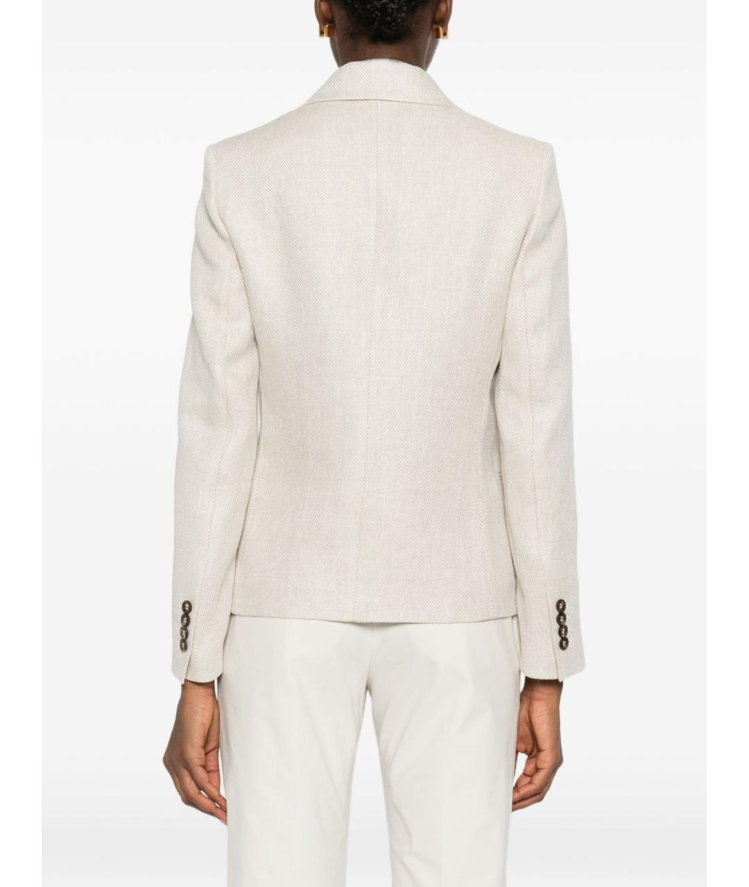 BRUNELLO CUCINELLI Бежевый льняной жакет/пиджак, фото 3