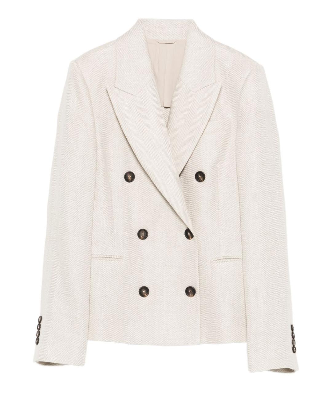 BRUNELLO CUCINELLI Бежевый льняной жакет/пиджак, фото 1