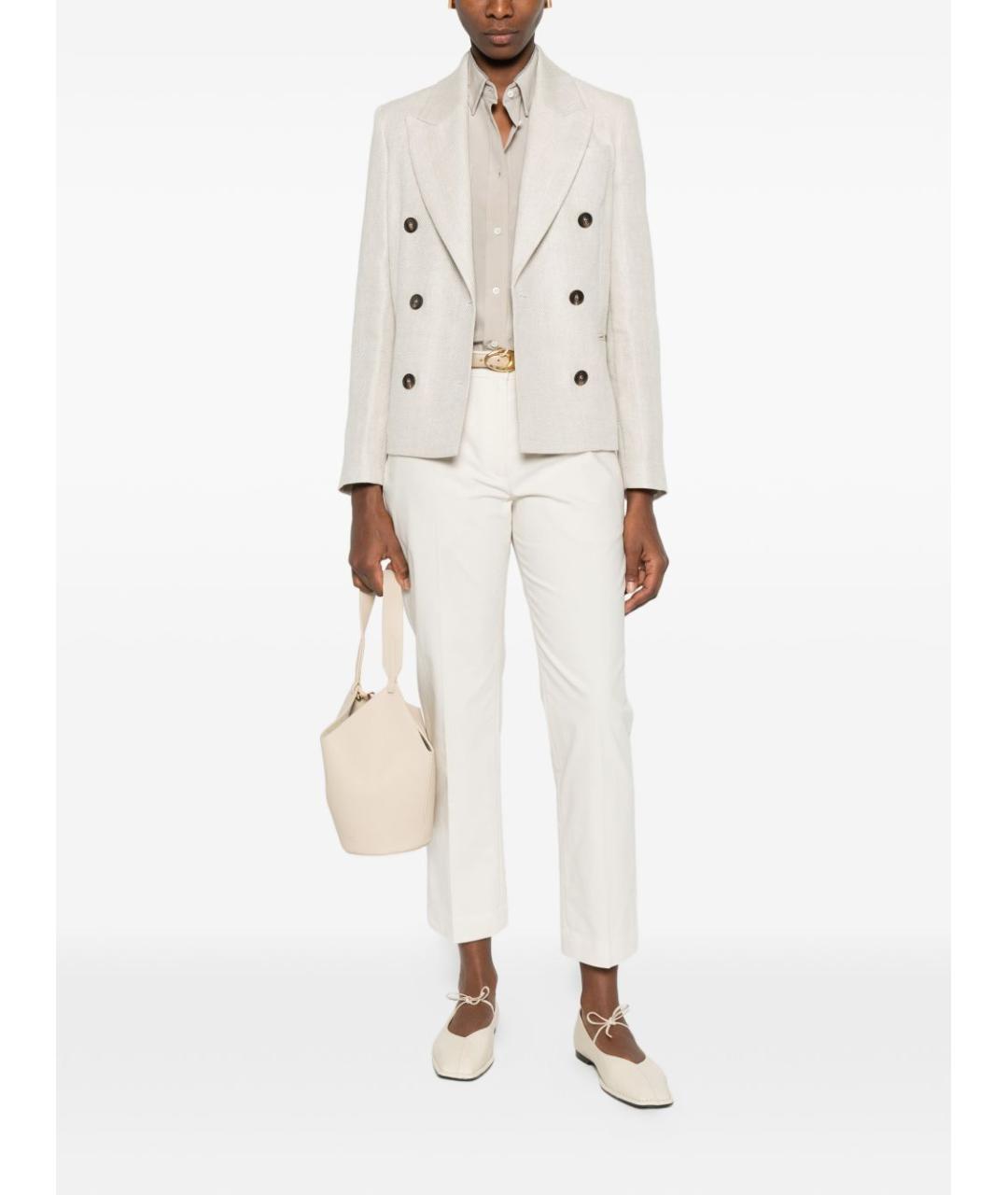 BRUNELLO CUCINELLI Бежевый льняной жакет/пиджак, фото 4