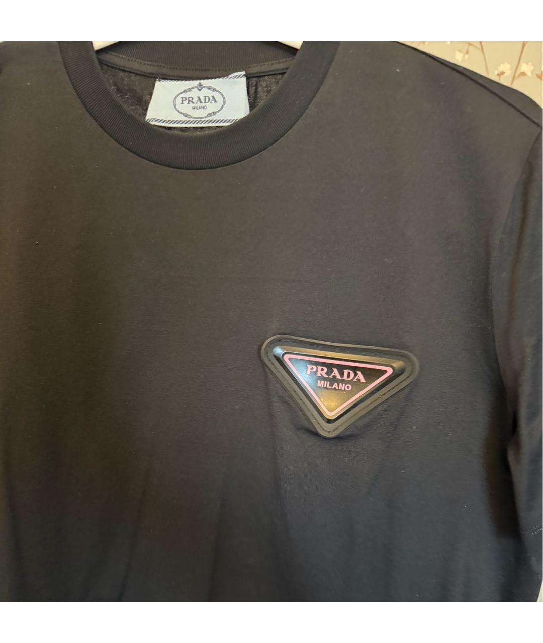 PRADA Черная хлопковая футболка, фото 4