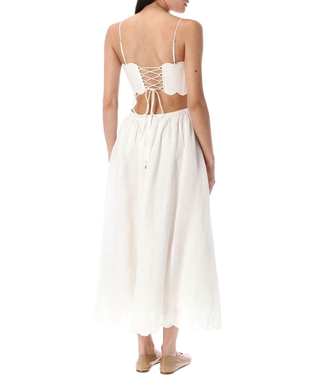 ZIMMERMANN Белое льняное повседневное платье, фото 3