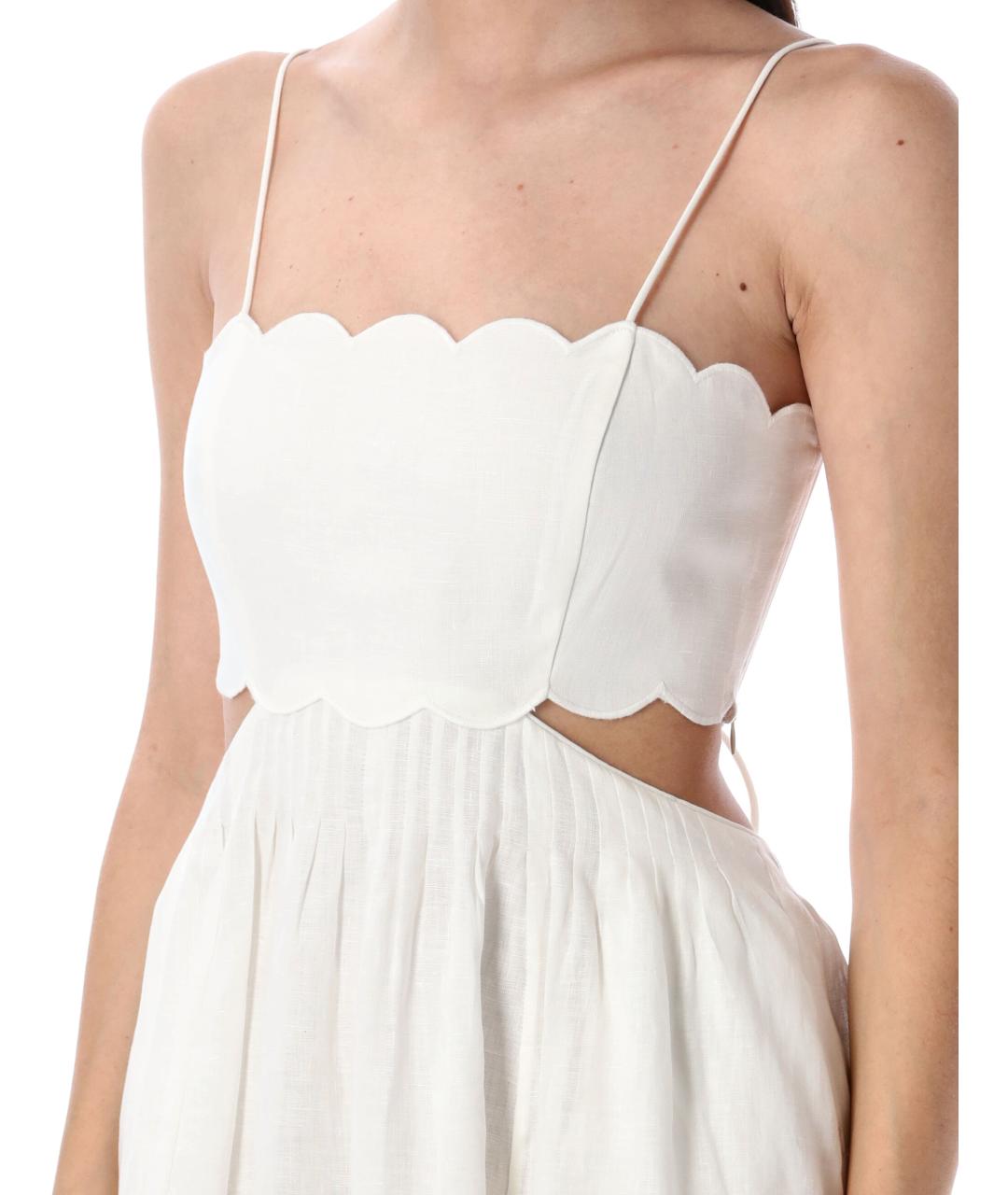 ZIMMERMANN Белое льняное повседневное платье, фото 4