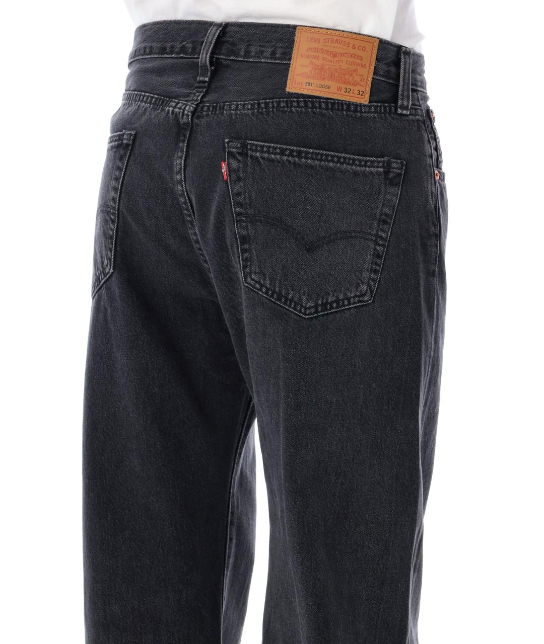 LEVI'S Черные хлопковые прямые джинсы, фото 3