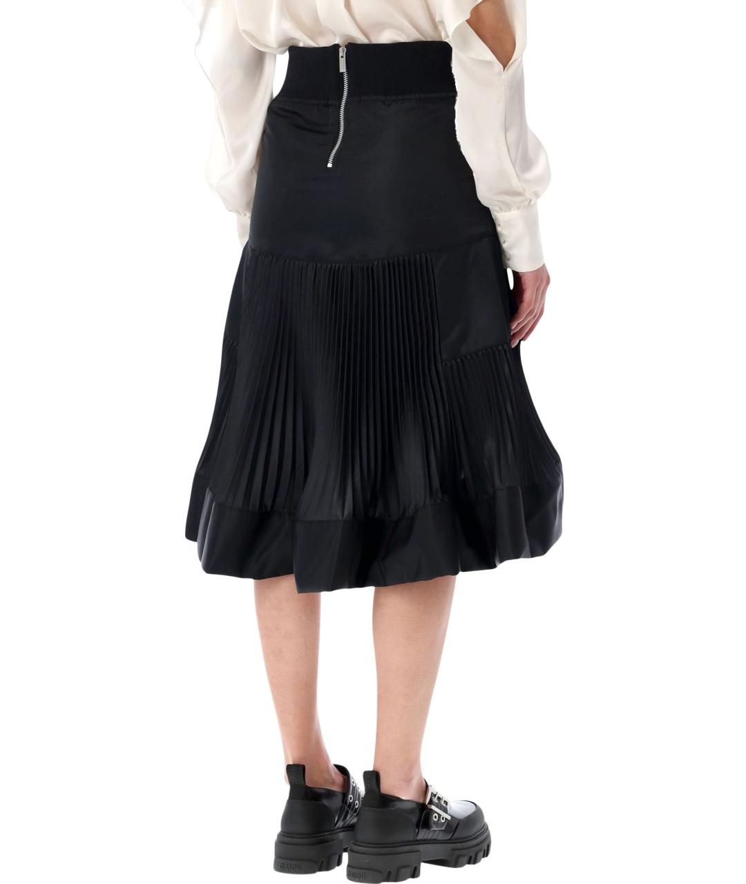 SACAI Черная полиамидовая юбка миди, фото 3