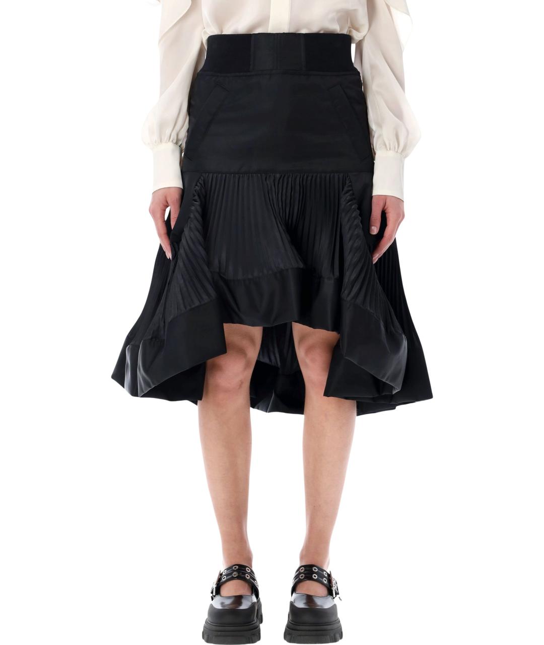 SACAI Черная полиамидовая юбка миди, фото 2