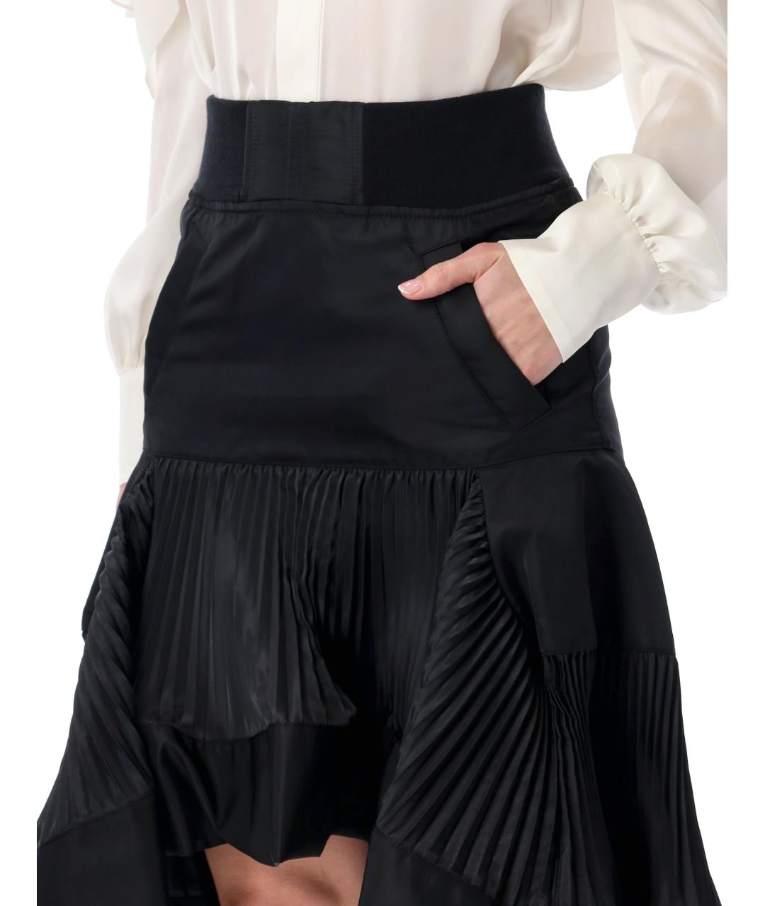 SACAI Черная полиамидовая юбка миди, фото 4