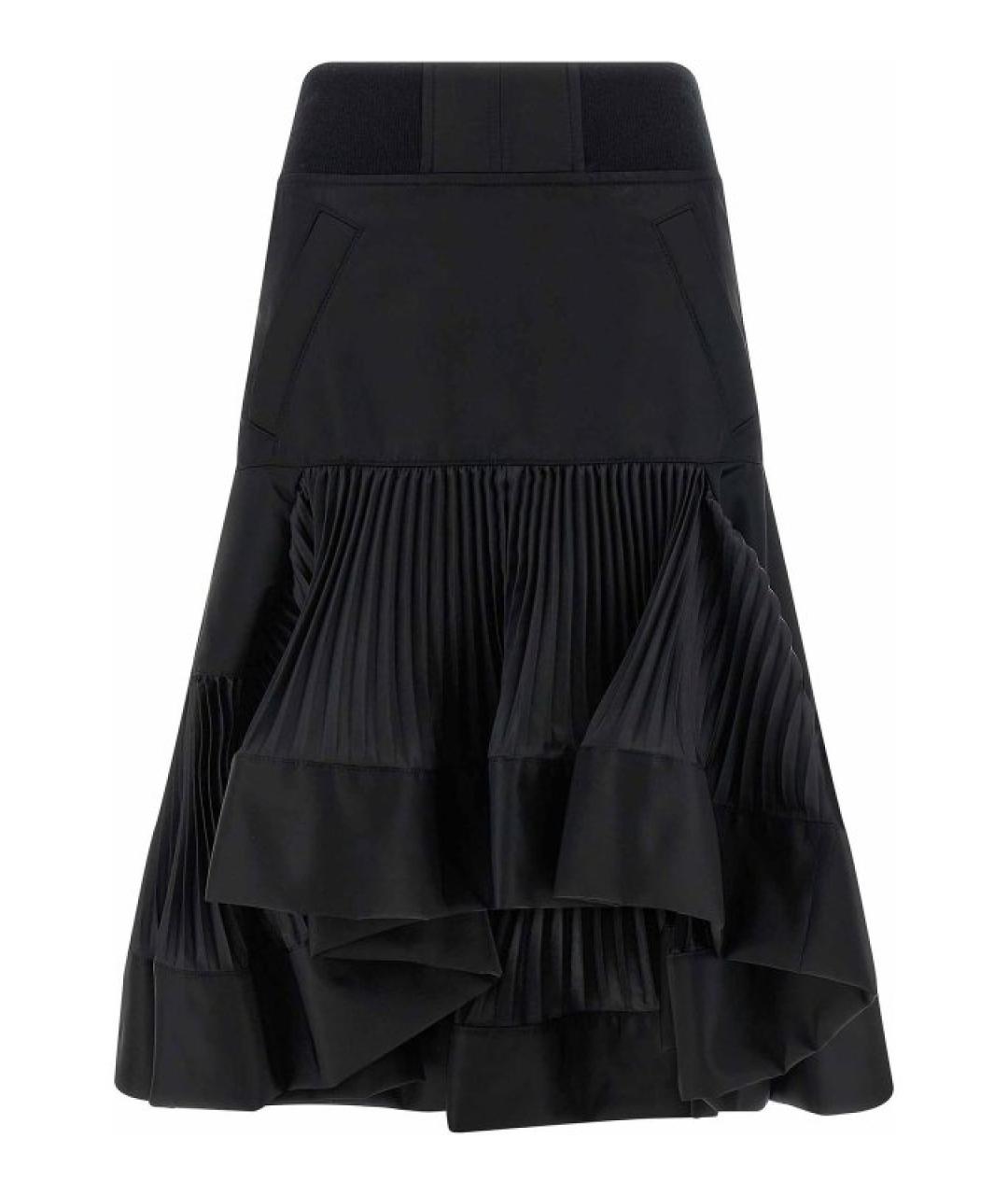 SACAI Черная полиамидовая юбка миди, фото 1