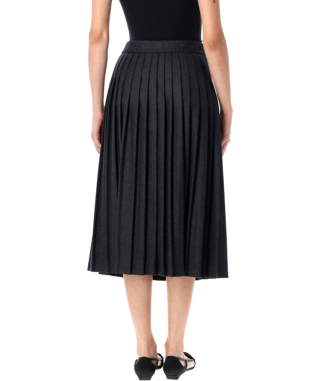 PRADA Антрацитовая шерстяная юбка миди, фото 3