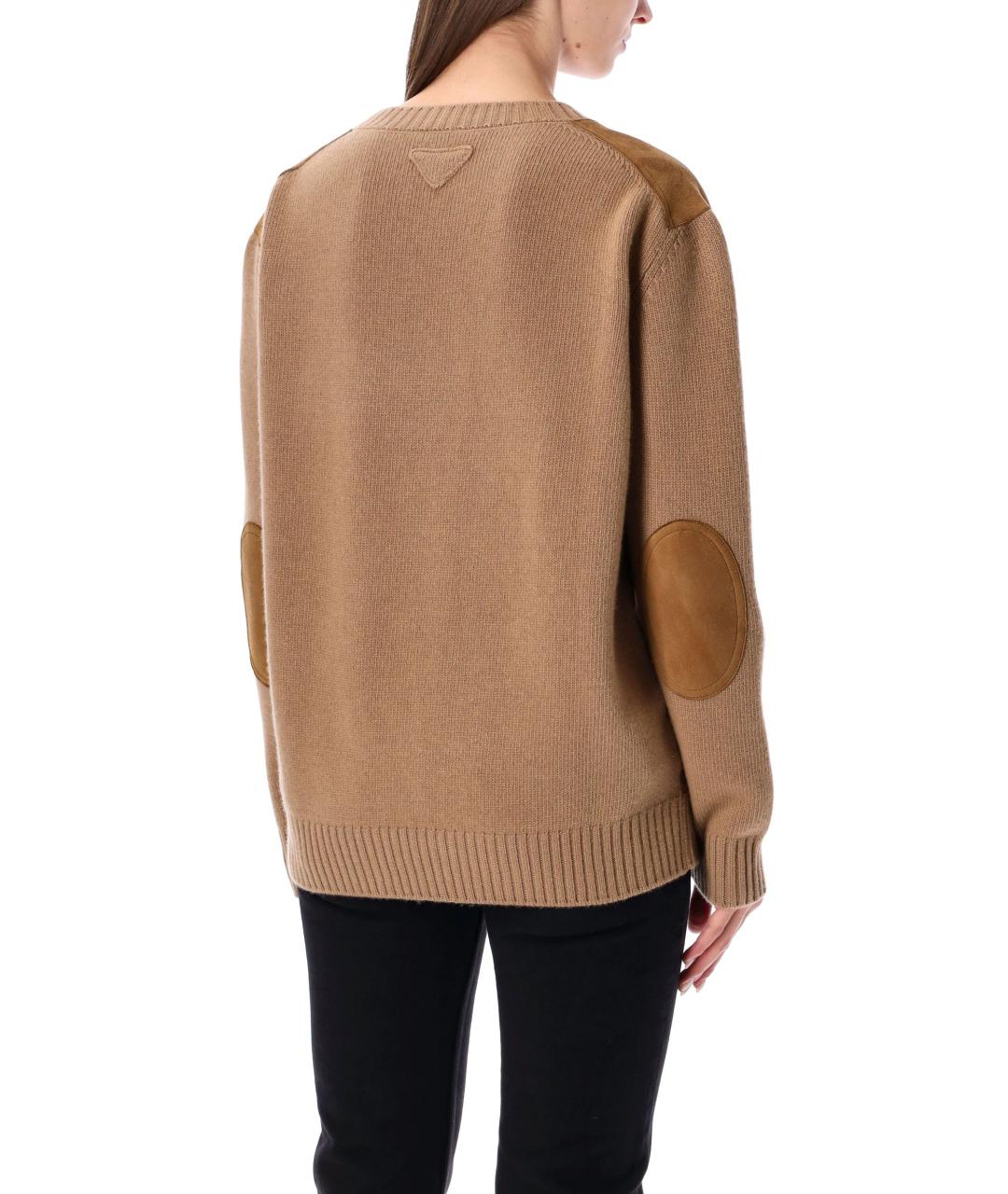 PRADA Коричневый шерстяной джемпер / свитер, фото 3