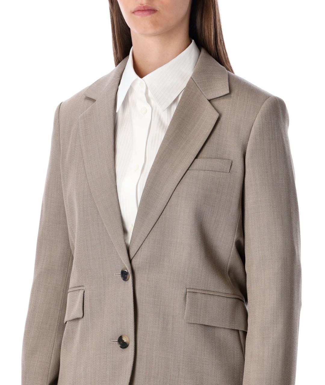 LOEWE Бежевый шерстяной жакет/пиджак, фото 4