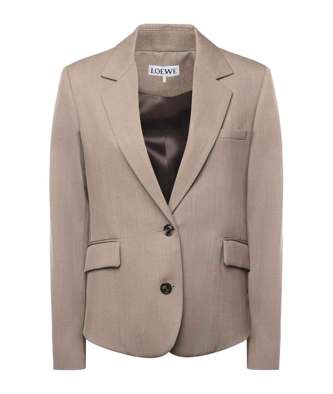 LOEWE Бежевый шерстяной жакет/пиджак, фото 1